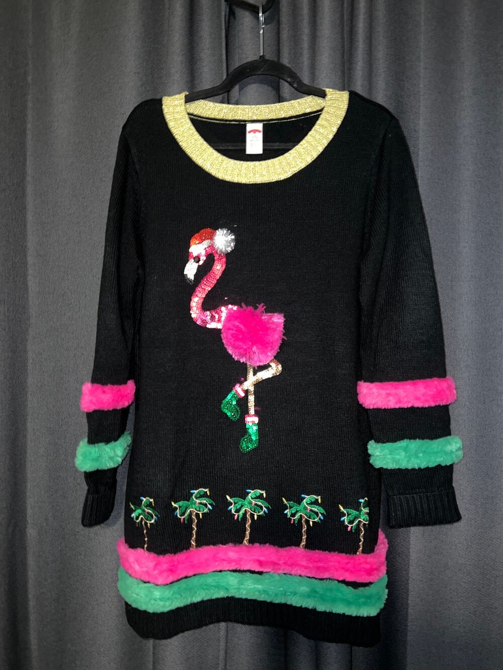 Ugly Christmas Sweater Xmas Size Large Flamingo